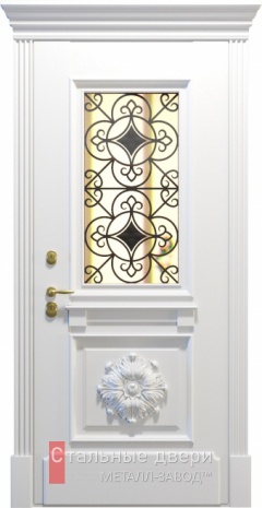 Металлическая дверь МДФ со стеклопакетом №6